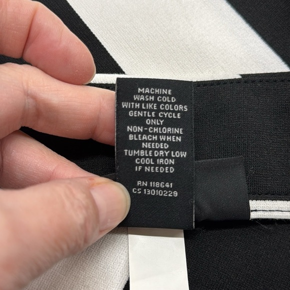 Lane Bryant Black and Off White Striped Asymmetrical Hem Ponte Mini Skirt - Picture 5 of 5